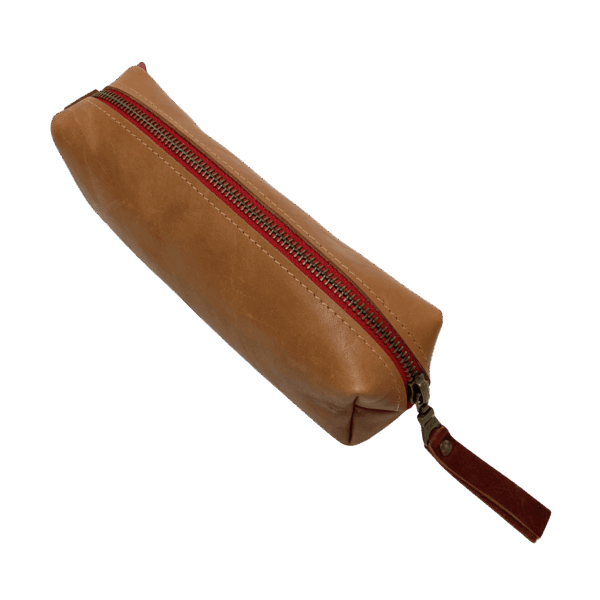 Pennen-etui bruin leder
