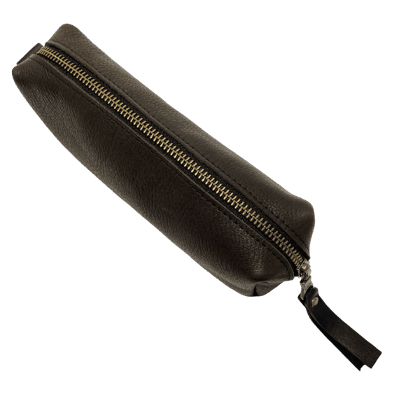 Pennen-etui donkerbruin leer