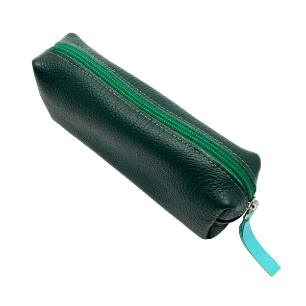 Pennen-etui groen leder
