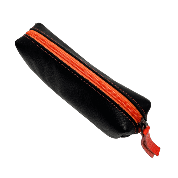 Pennen-etui zwart leder